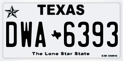 TX license plate DWA6393