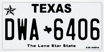 TX license plate DWA6406