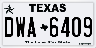 TX license plate DWA6409