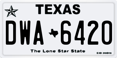 TX license plate DWA6420