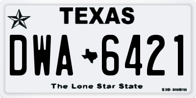 TX license plate DWA6421