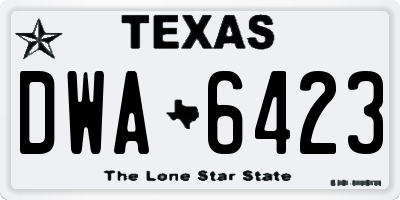 TX license plate DWA6423