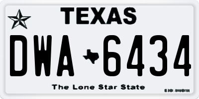TX license plate DWA6434