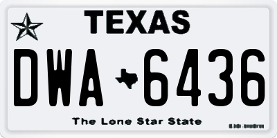 TX license plate DWA6436