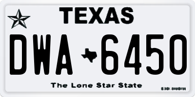 TX license plate DWA6450