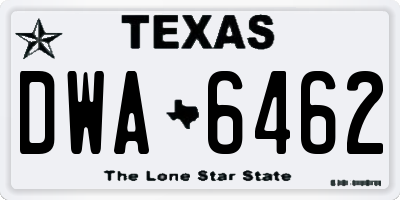 TX license plate DWA6462