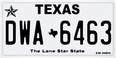 TX license plate DWA6463