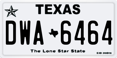 TX license plate DWA6464