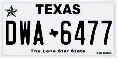 TX license plate DWA6477