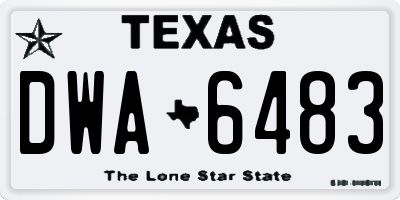 TX license plate DWA6483