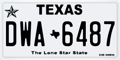TX license plate DWA6487