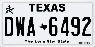 TX license plate DWA6492