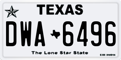 TX license plate DWA6496