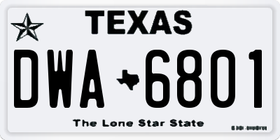 TX license plate DWA6801