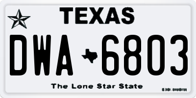TX license plate DWA6803