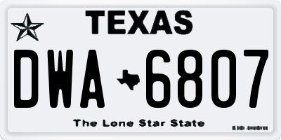 TX license plate DWA6807