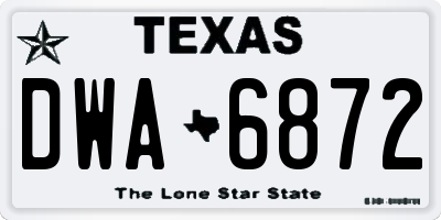 TX license plate DWA6872