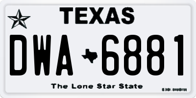 TX license plate DWA6881
