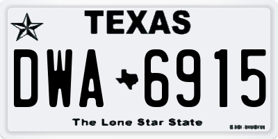 TX license plate DWA6915