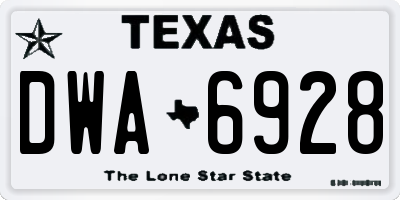 TX license plate DWA6928