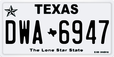 TX license plate DWA6947