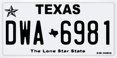 TX license plate DWA6981