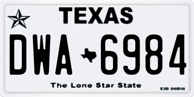 TX license plate DWA6984