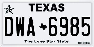 TX license plate DWA6985