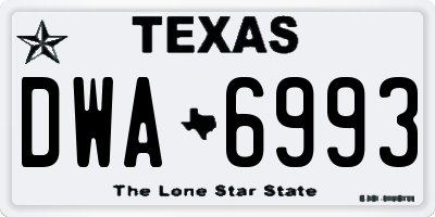 TX license plate DWA6993