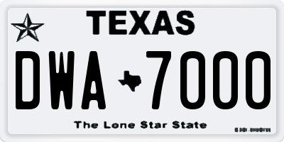 TX license plate DWA7000