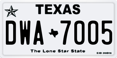 TX license plate DWA7005