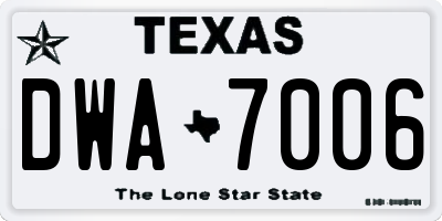 TX license plate DWA7006