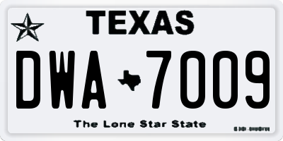 TX license plate DWA7009