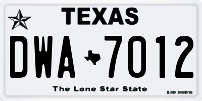 TX license plate DWA7012