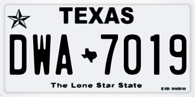 TX license plate DWA7019
