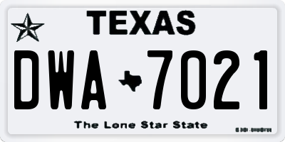 TX license plate DWA7021
