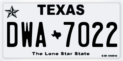 TX license plate DWA7022