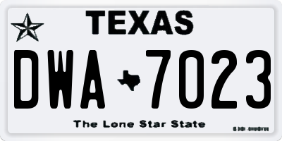 TX license plate DWA7023