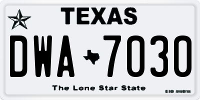 TX license plate DWA7030