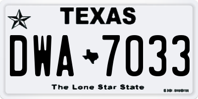 TX license plate DWA7033
