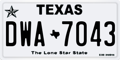 TX license plate DWA7043