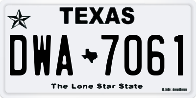 TX license plate DWA7061