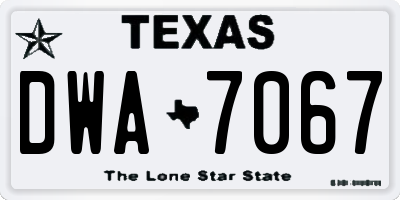 TX license plate DWA7067