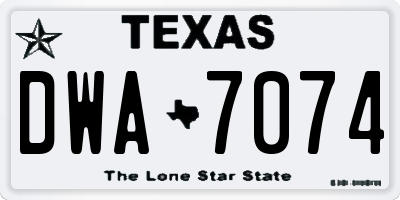 TX license plate DWA7074