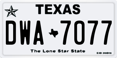 TX license plate DWA7077