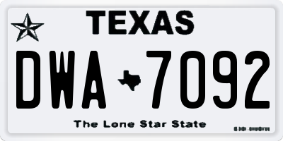 TX license plate DWA7092
