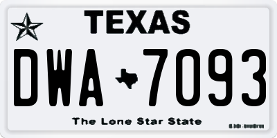 TX license plate DWA7093