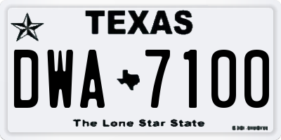 TX license plate DWA7100