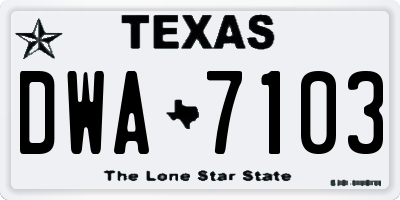 TX license plate DWA7103