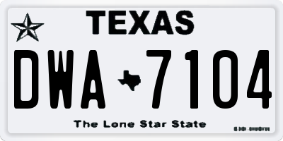 TX license plate DWA7104